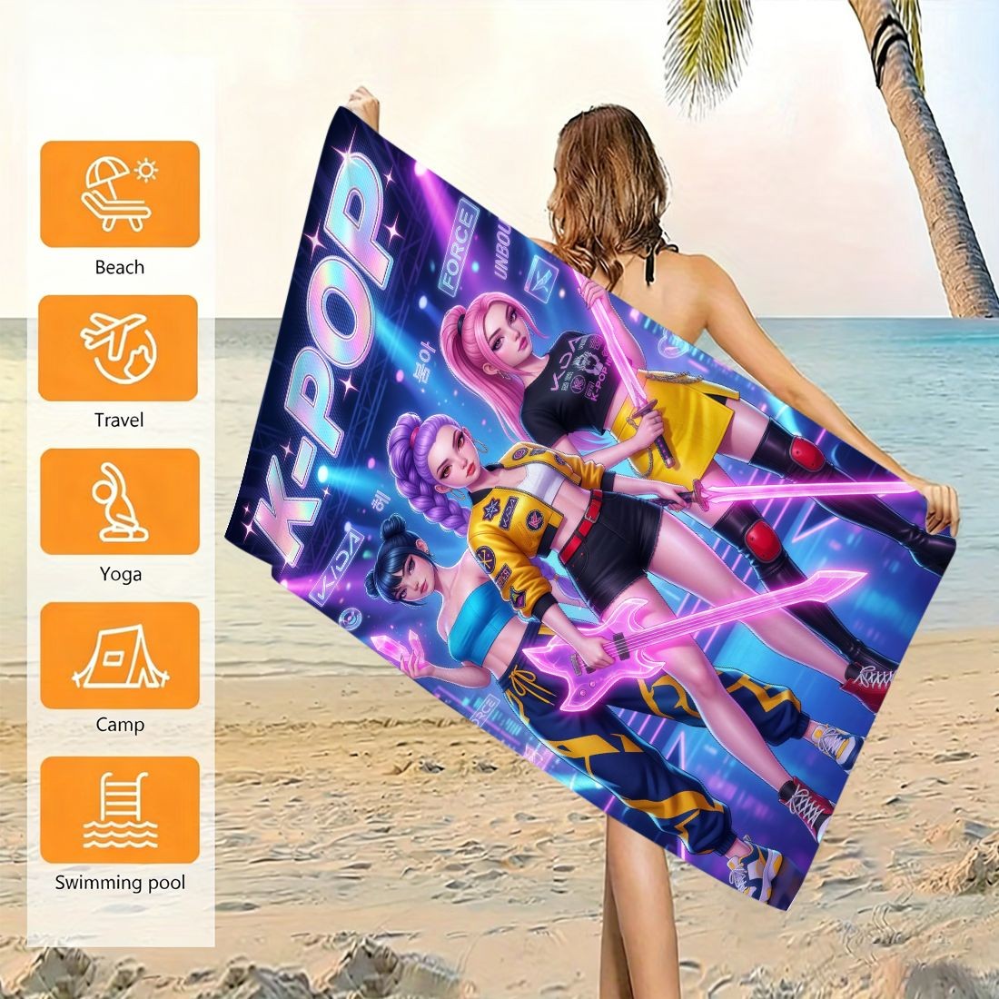 Beach Towel Large - Telo Mare Grande con Stampa K-Pop