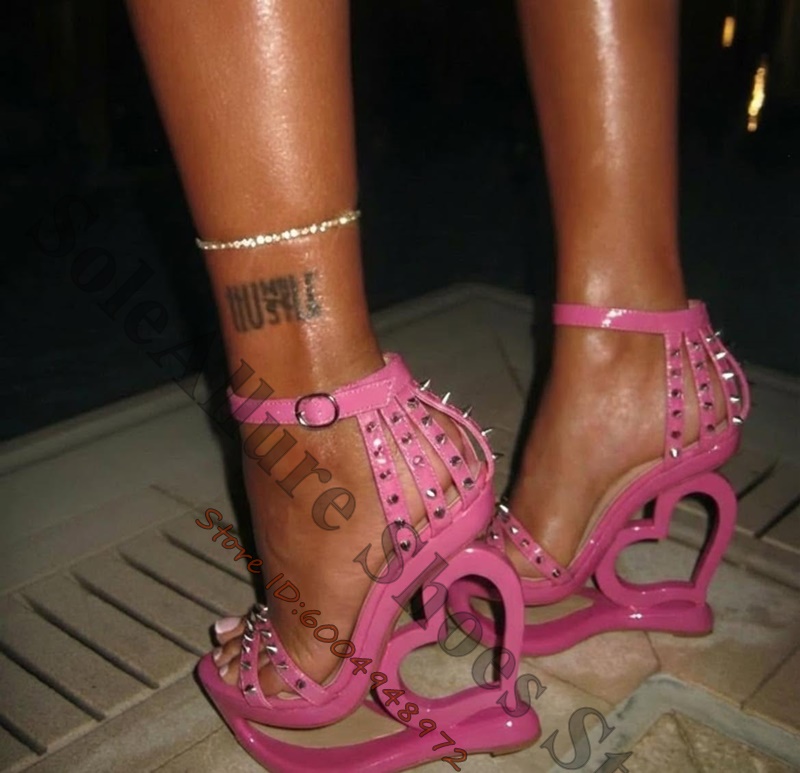 Casual Sandal Leather - Sandali con zeppa rosa shocking con
