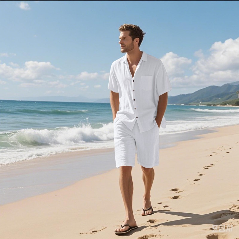 Completo da uomo in lino misto - Shirt Camp Collar recensione e prezzo